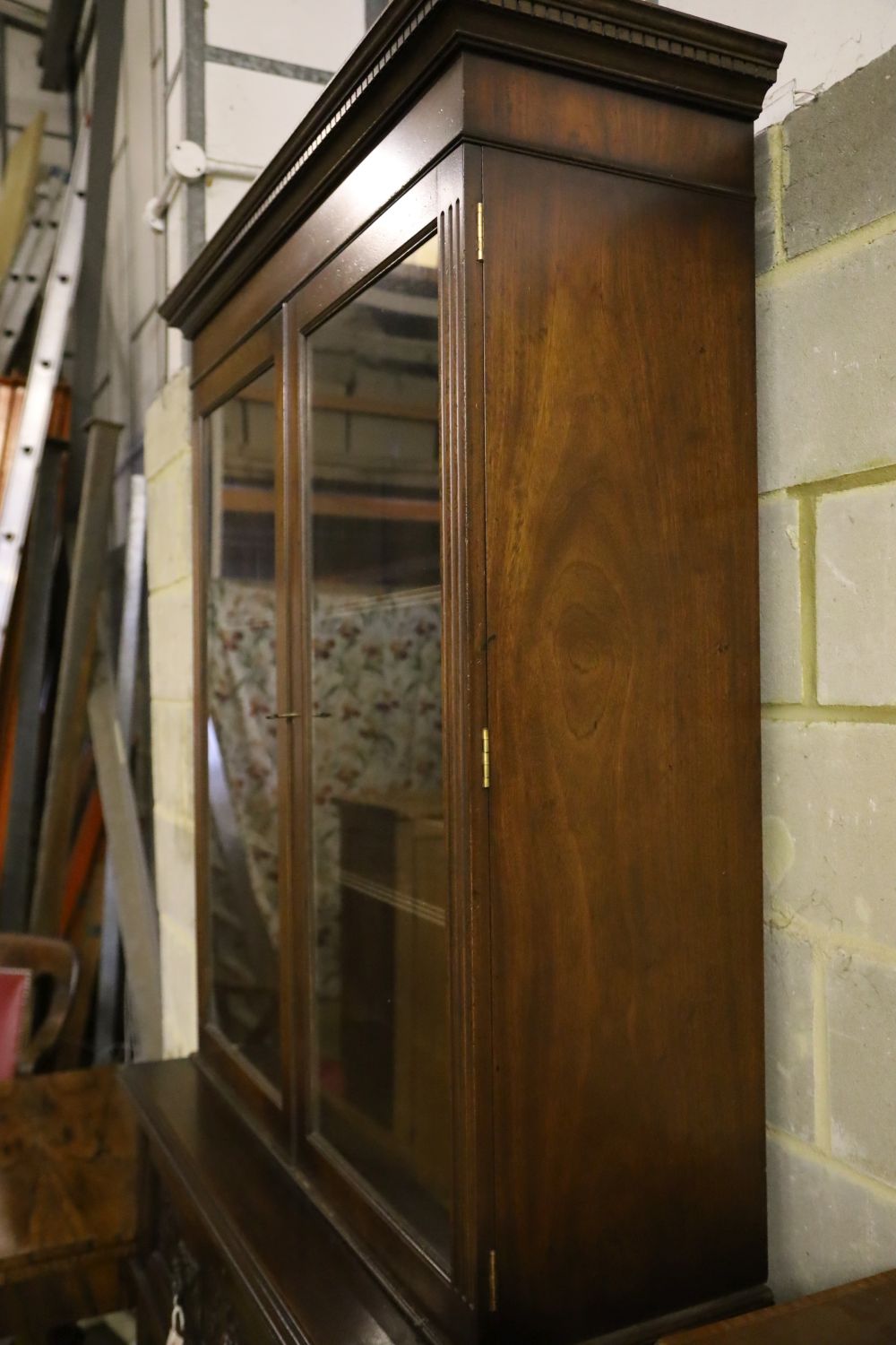 A late Victorian walnut secretaire bookcase, width 105cm depth 46cm height 226cm